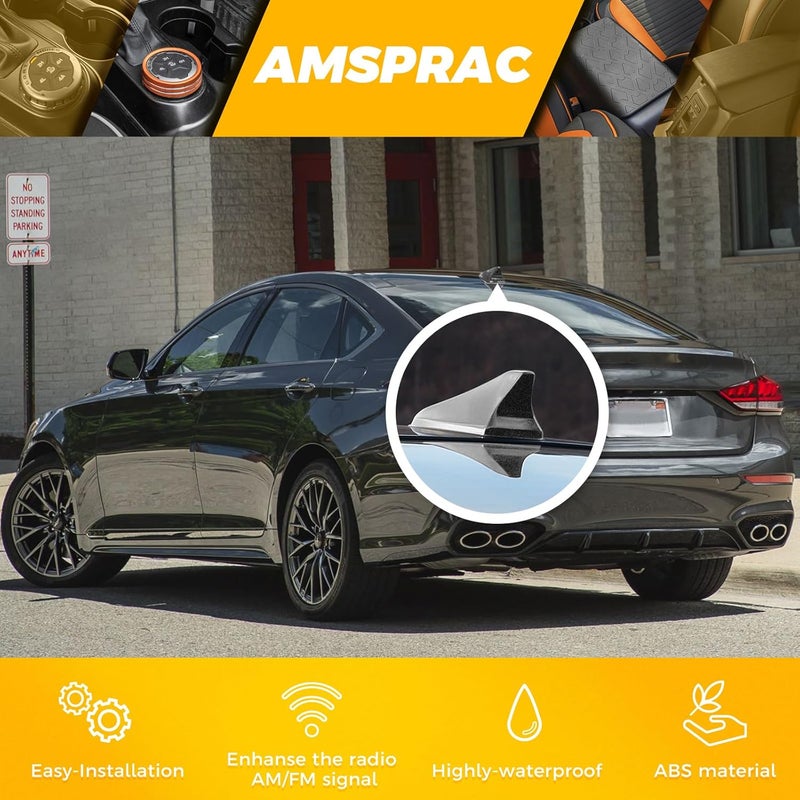 AMSPRAC Shark Fin Antenna Cover,Car Roof Antenna Caps fit for Kia Optima 2014-2020,for Hyundai Sonata 2015-2019(NOT Sport),for Genesis Sedan G80 2015-2017,for Elantra Sedan 2011-2016,Silver - Image 4